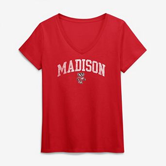 Women's Logo Athletic Red Wisconsin Badgers Team V-Neck T-Shirt