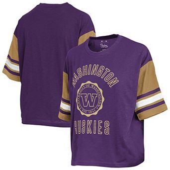 Women's Pressbox Purple Washington Huskies Sunday Colorblock Seal T-Shirt