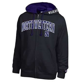 Men's Champion Black Northwestern Wildcats Arch Logo Full-Zip Fleece Hoodie
