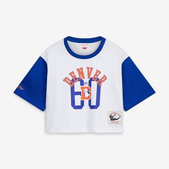Girls Youth Mitchell & Ness White Denver Broncos Gameday Cropped Half Sleeve T-Shirt