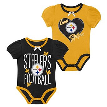 Newborn & Infant Outerstuff Black/Gold Pittsburgh Steelers Star Power Two-Piece Bodysuit Set