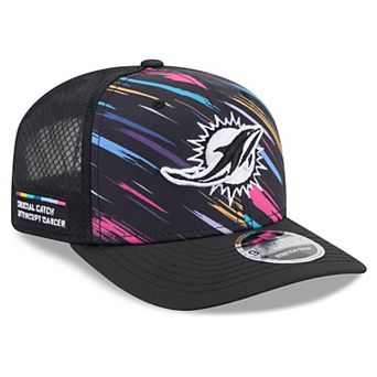 Men's New Era Black Miami Dolphins 2026 NFL Crucial Catch 9SEVENTY Adjustable Trucker Hat
