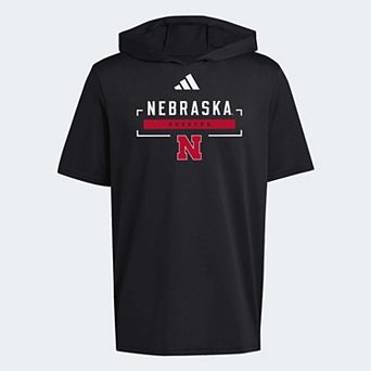 Men's adidas Black Nebraska Huskers D4T Short Sleeve Hooded T-Shirt