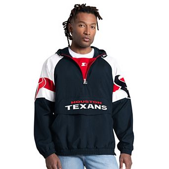 Men's Starter Navy Houston Texans Street Cut Half-Zip Jacket