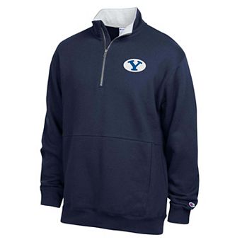 Men's Champion Navy BYU Cougars Fleece Quarter-Zip Pullover