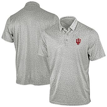Men's Antigua Gray Indiana Hoosiers Mono Floral Polo