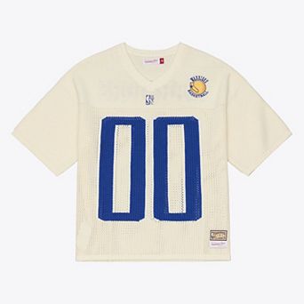Men's Mitchell & Ness Cream Golden State Warriors Hardwood Classics Retro Roots Short Sleeve Sweater Jersey