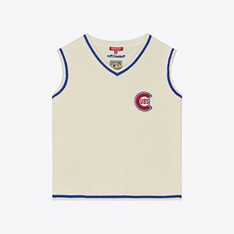 Women's Mitchell & Ness Cream Chicago Cubs Cooperstown Collection Retro Roots Sweater Vest