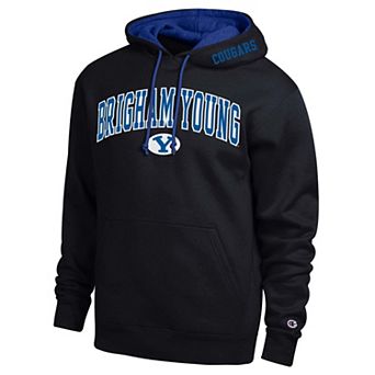 Men's Champion Black BYU Cougars Arch Tackle Twill Hoodie