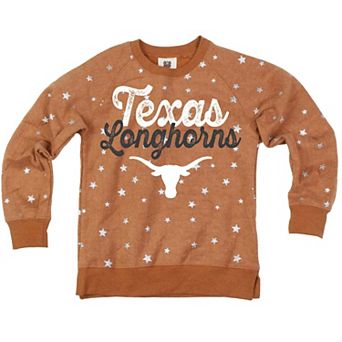Girls Youth Wes & Willy Texas Orange Texas Longhorns Shimmer Star Reverse Fleece Sweatshirt