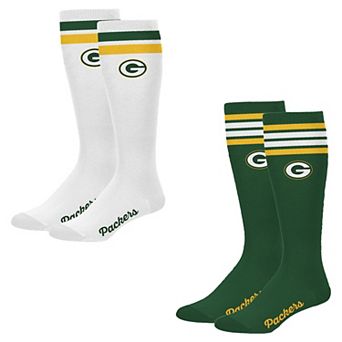 Women's PRO Compression Green Bay Packers Varsity Stripe Knee-High Compression Socks Two Pack