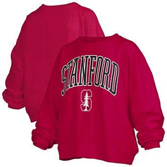 Women's Pressbox Cardinal Stanford Cardinal Oversized Janise Arch Over Logo Fleece Sweatshirt