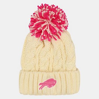 Girls Youth Outerstuff Cream Buffalo Bills Cable Cuffed Knit Hat with Pom