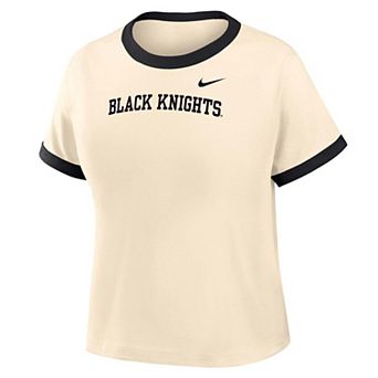 Women's Nike Natural Army Black Knights Ringer Mod Cropped T-Shirt