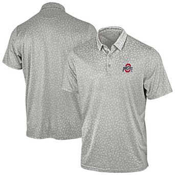 Men's Antigua Gray Ohio State Buckeyes Mono Floral Polo