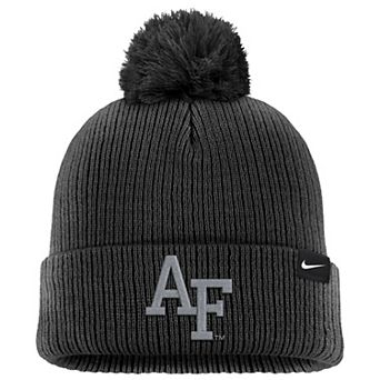 Men's Nike Black Air Force Falcons Rivalry Collection Peak Knit Cuffed Hat with Pom