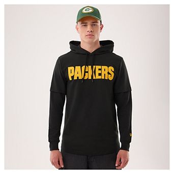 Men's New Era Black Green Bay Packers Functional Fandom Twofer Hoodie