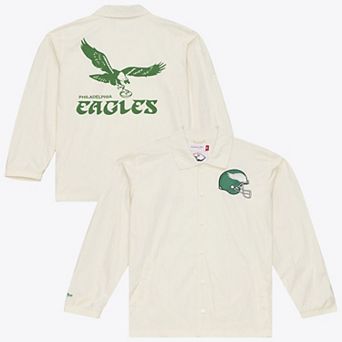 Men's Mitchell & Ness Cream Philadelphia Eagles Retro Roots Coaches Jacket