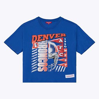 Women's Mitchell & Ness Royal Denver Broncos Street Graphic Boxy Cropped T-Shirt