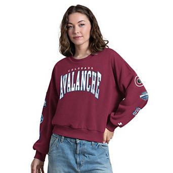 Women's Starter Burgundy Colorado Avalanche Fan Catch Applique Sleeve Print Sweatshirt