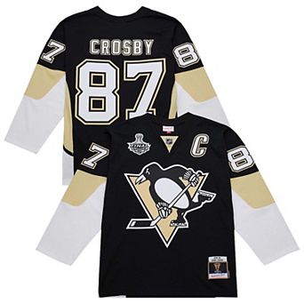 Men's Mitchell & Ness Sidney Crosby Black Pittsburgh Penguins Big & Tall 2008/09 Captain Patch Power Play Jersey