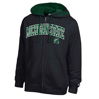Men's Champion Black Michigan State Spartans Arch Logo Full-Zip Fleece Hoodie