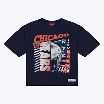 Women's Mitchell & Ness Navy Chicago Bears Street Graphic Boxy Cropped T-Shirt
