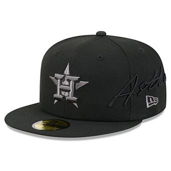 Men's New Era Black Houston Astros Side Script 59FIFTY Fitted Hat
