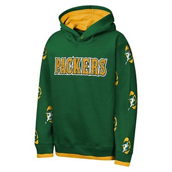 Youth Outerstuff Green Green Bay Packers Retro Draft Day Chenille Pullover Hoodie