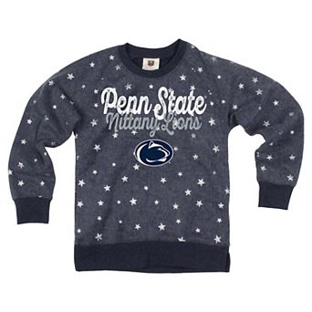 Girls Youth Wes & Willy Navy Penn State Nittany Lions Shimmer Star Reverse Fleece Sweatshirt