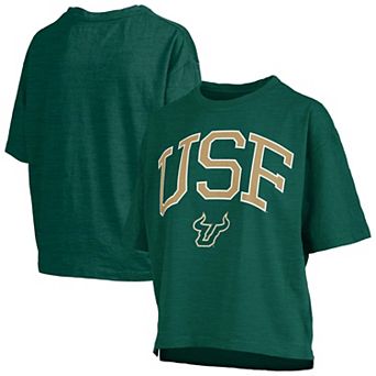 Women's Pressbox Green South Florida Bulls Oversized Nelson Arch Over Logo Slub T-Shirt