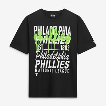 Men's New Era Black Philadelphia Phillies Lifestyle Glow Spray Paint T-Shirt