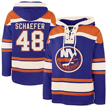 Men's '47 Matthew Schaefer Royal New York Islanders Player Name & Number Lacer Hoodie