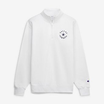 Men's Champion White Dallas Cowboys Powerblend Quarter-Zip Pullover