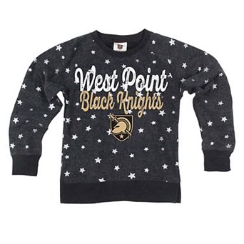 Girls Youth Wes & Willy Black Army Black Knights Shimmer Star Reverse Fleece Sweatshirt