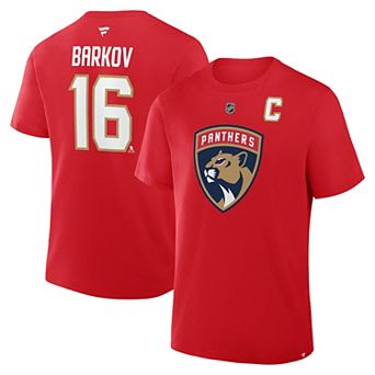 Men's Fanatics Aleksander Barkov Red Florida Panthers Captain Authentic Stack Name & Number T-Shirt