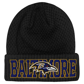 Youth Outerstuff Black Baltimore Ravens Heat Check Cuffed Knit Hat
