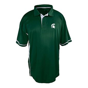 Men's Big and Tall Profile Green Michigan State Spartans Color Block Panel Polo