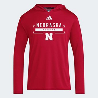 Men's adidas Scarlet Nebraska Huskers D4T Long Sleeve Hooded T-Shirt