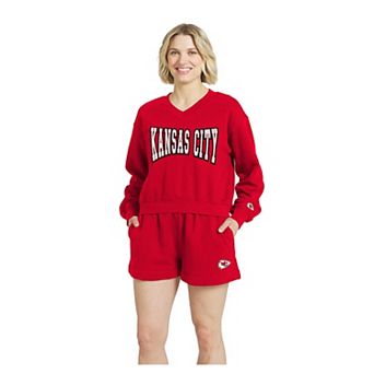 Women's WEAR by Erin Andrews Red Kansas City Chiefs Fleece V-Neck Lounge Set
