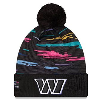 Men's New Era Black Washington Commanders 2026 NFL Crucial Catch Cuffed Knit Hat with Pom