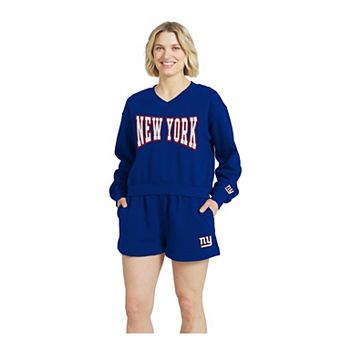 Women's WEAR by Erin Andrews Royal New York Giants Fleece V-Neck Lounge Set