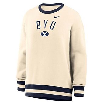Women's Nike Natural BYU Cougars Oversized Phoenix Fleece Sweatshirt