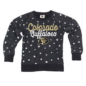 Girls Youth Wes & Willy Black Colorado Buffaloes Shimmer Star Reverse Fleece Sweatshirt