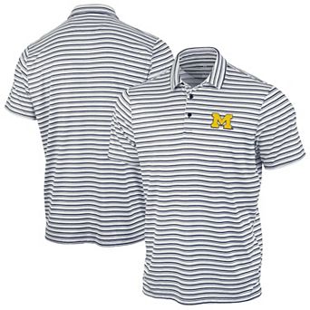 Men's Antigua Navy Michigan Wolverines Space Stripe Polo