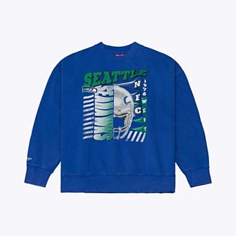 Women's Mitchell & Ness Royal Seattle Seahawks Street Graphic Crewneck Sweatshirt