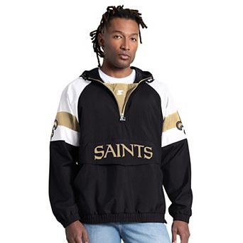 Men's Starter Black New Orleans Saints Street Cut Half-Zip Jacket