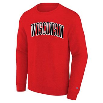 Men's Big and Tall Champion Red Wisconsin Badgers Arch Applique Sweatshirt