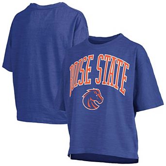 Women's Pressbox Royal Boise State Broncos Oversized Nelson Arch Over Logo Slub T-Shirt