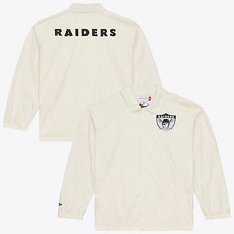 Men's Mitchell & Ness Cream Las Vegas Raiders Retro Roots Coaches Jacket